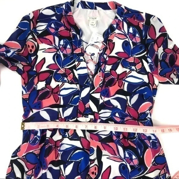 J Crew Factory Lace Up Multi Floral Dress H4528 - Picture 9 of 9